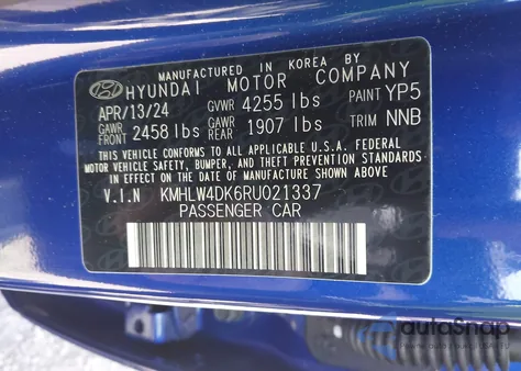 2024 Hyundai Elantra N from USA, damaged, VIN KMHLW4DK6RU021337